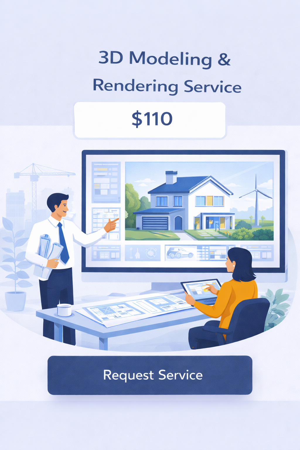 3D Modeling & Rendering Service – $110